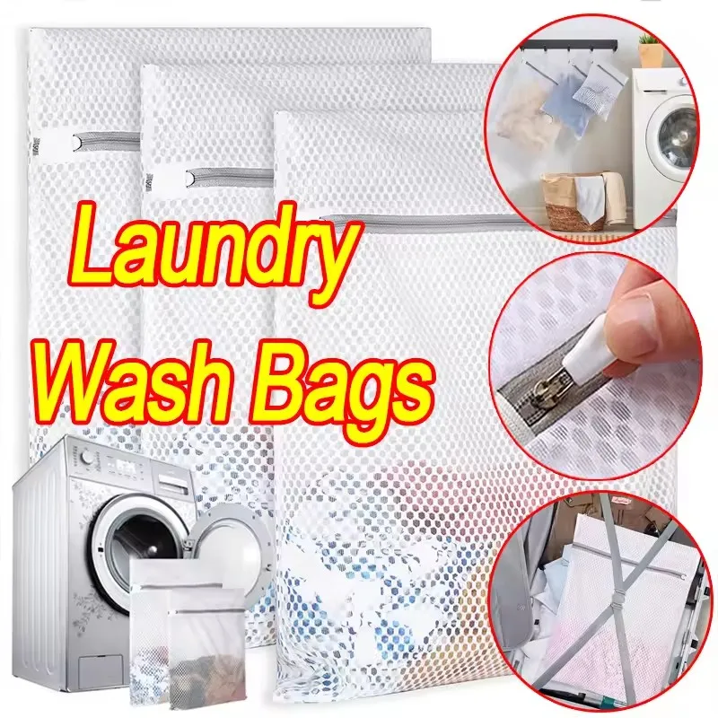

2/3Pcs Mesh Laundry Bags Durable Honeycomb Mesh Laundry Organizer Bags Reusable Washing Machines Bag