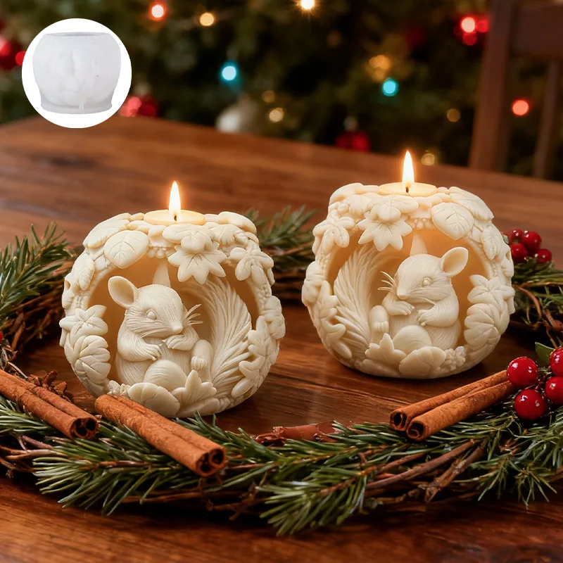 

3d Squirrel Scented Candle Silicone Mold DIY Three-dimensional Squirrel Diffuser Decoration Plaster Resin Mold Candle Making Kit