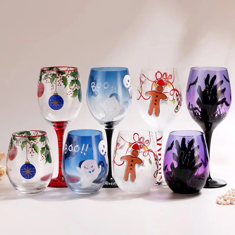 Wine glass set,Hand-Painted Water Cup,Goblet glasses,Shot glass,Crystal glass household large capacity ,Drinkware