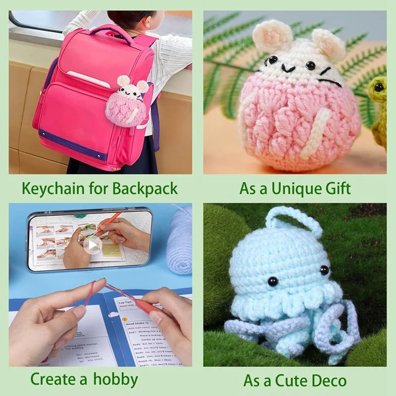 Set Of 3 With Step-By-Step Video Tutorials Crochet Animal Kit Beginner Crochet Kit Fit For Kid And Adults