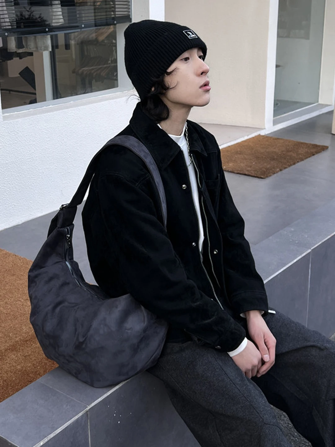 NIN Original Design Large Capacity Lazy Style Tote Bag Unisex Streetwear Single Shoulder Crossbody Bag Casual Moon Shape