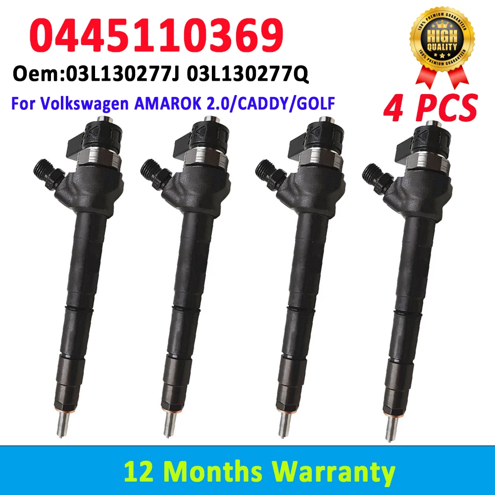 0445110369 Common Rail Injector 0 445 110 369 Fuel Injector Assembly 03L130277J 03L130277Q For Volkswagen AMAROK 2.0/CADDY/GOLF