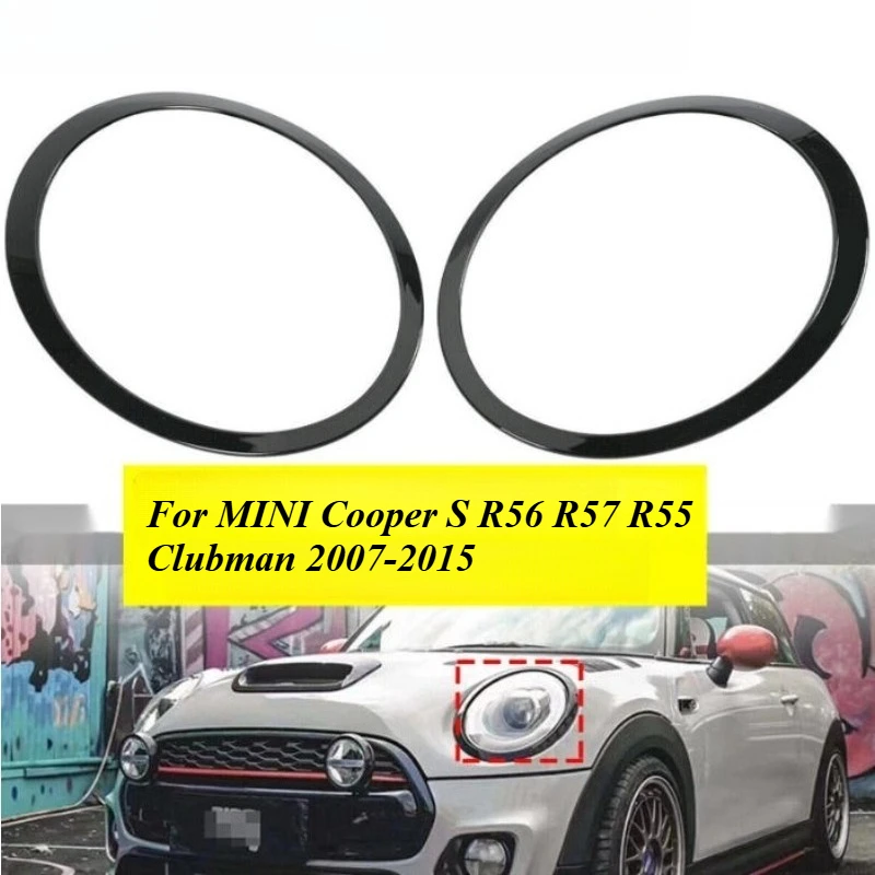 Gloss Black Car Headlight Frame For MINI Cooper S R56 R57 R55 Clubman 2007-2015 51137149905 51137149906