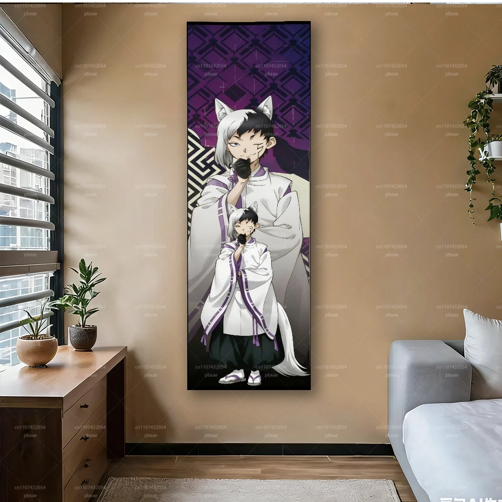 D-DDr.STONE Tapestry Wall Hanging Anime Fox Boy Tapestry Purple Aesthetic Backdrop for Bedroom Dorm Room Decor