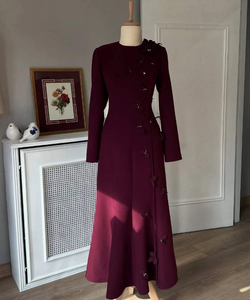 

Customized Classic Jersey Flower A-line Jewel Long Dresses Bespoke Occasion Quinceanera Matching High Quality