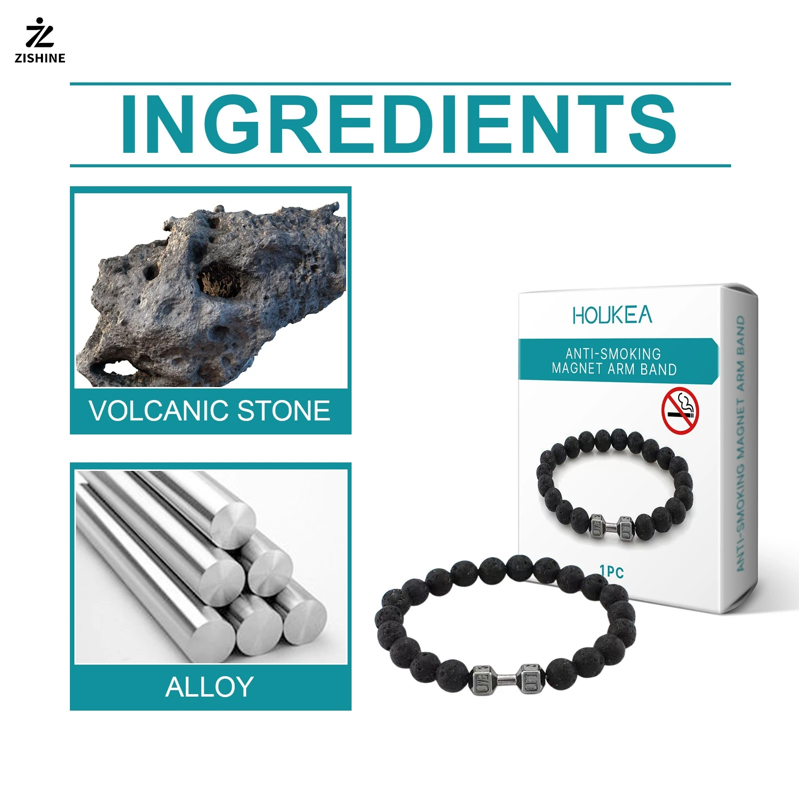 1PC Natural Volcanic Stone Bracelet Men's Matte Black Lava White Beads Beaded Dumbbell Bracelet Women's Barbell Fitness Jewelry