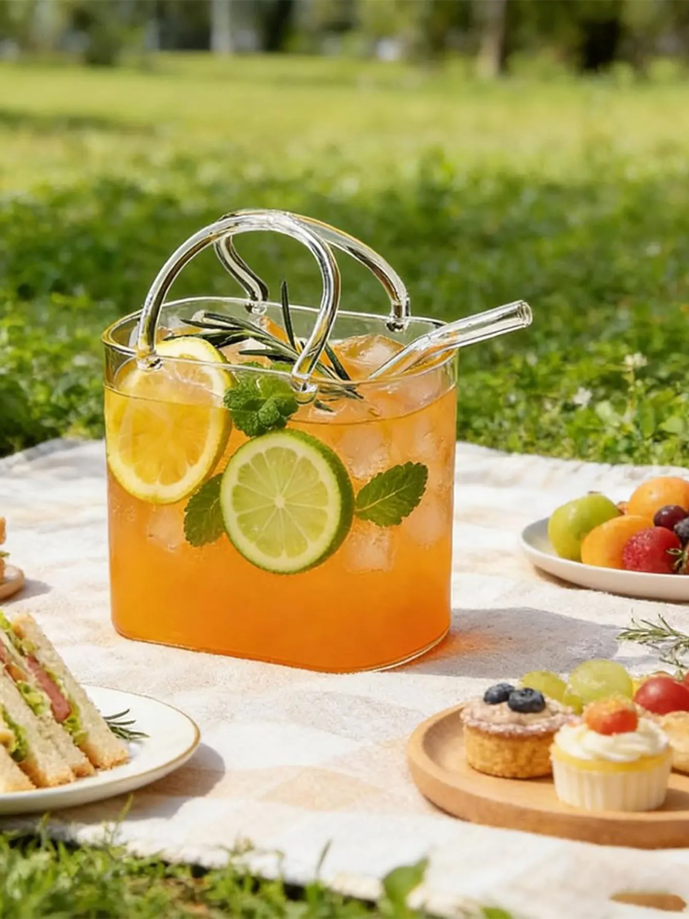 1pc Bag-Shaped Glass Cup with Straw Unique Funky Reusable Large Capacity Purse Drinking Glass for Juice, Wine Tea,Matcha,Coffee