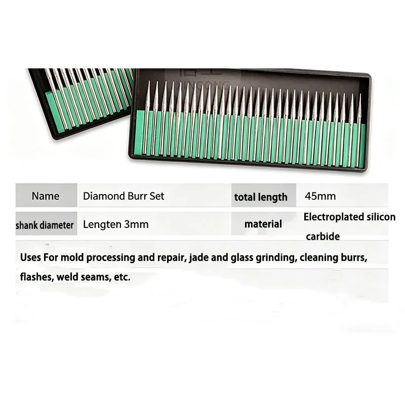 Emery needle grinding alloy polishing head for jade carving tools, handle diameter: 3mm, total length: 45mm