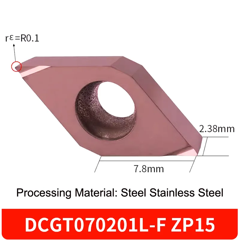 GULING CNC Turning Insert DCGT070201/11T302L-F Cylindrical Reverse Cutter Stainless Steel Alloy Fine Turning Carbide Inserts