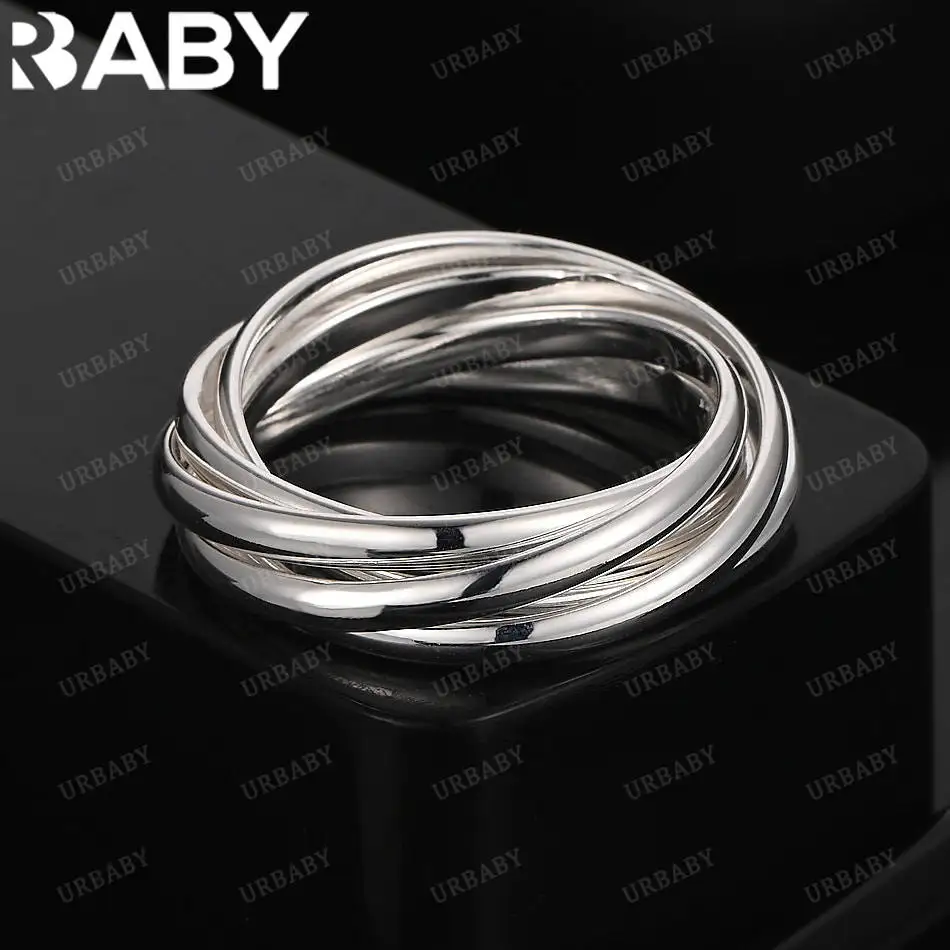 URBABY 925 Sterling Silver Five-wrap Ring For Women Creativity Gifts Street All-match Party And Daily Wear