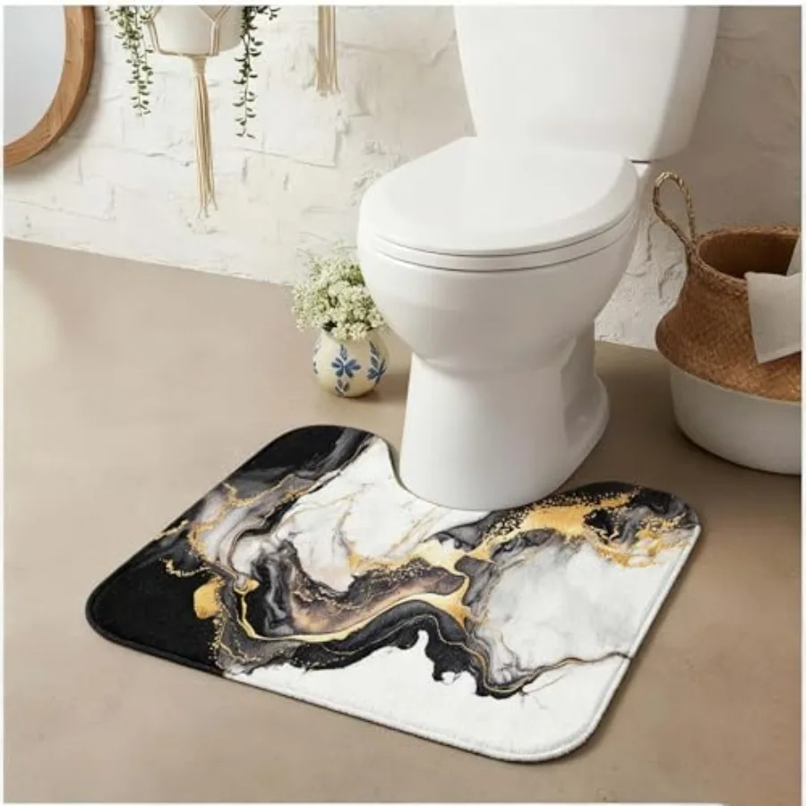 

Toilet Rug U Shaped - Super Absorbent and Non-Slip Bathroom Rug, Soft Plush Toilet Surround Mat, Machine Washable, Fits Standar