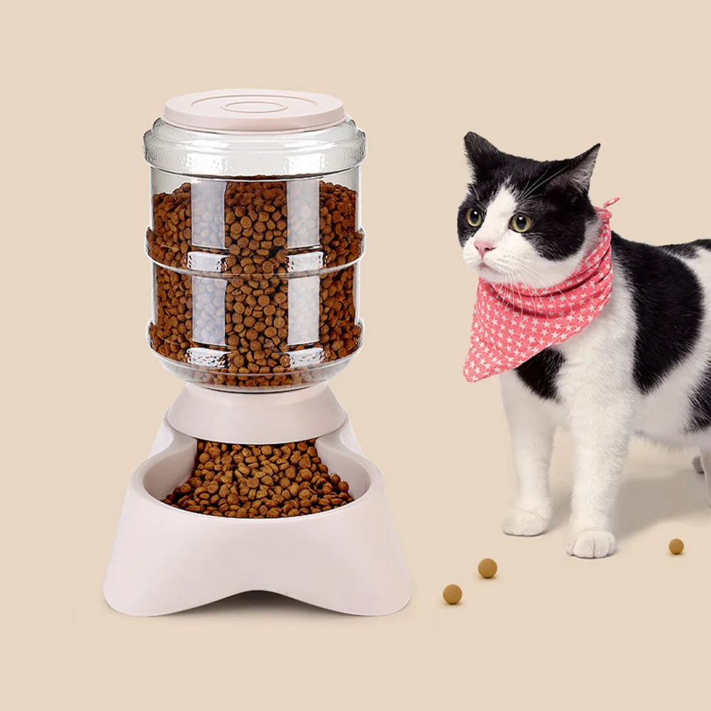 

Automatic Feeder Large Capacity Plastic Dispenser Bowl Portable Multifunctional Anti Tip Design Food Divider Pet Supplies Cat