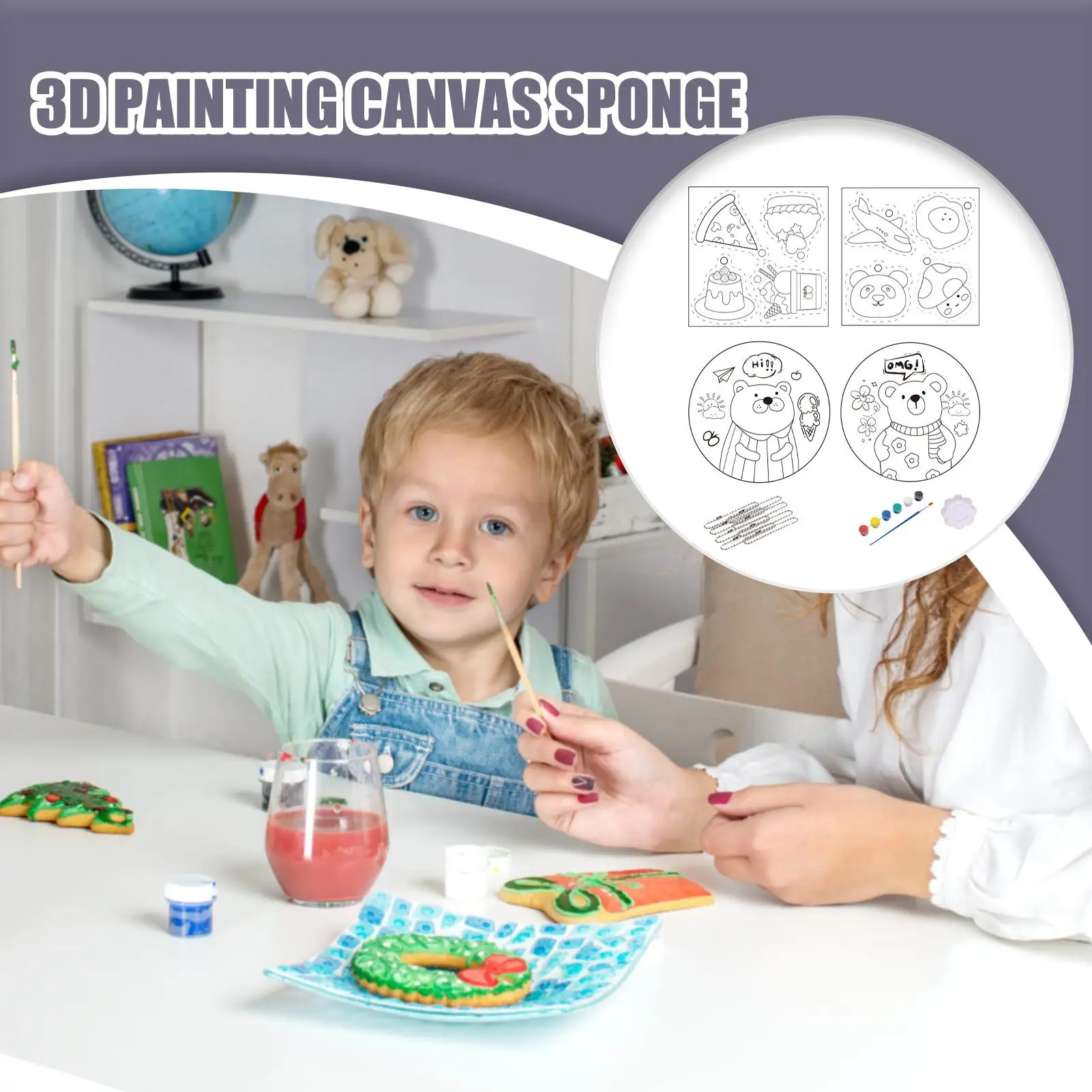 Kit d'art de peinture en mousse, dessin 3D, Texture de mousse magique, ensemble de papier, éponge de toile de dessin activée à l'eau pour la maison, le Studio et l'école