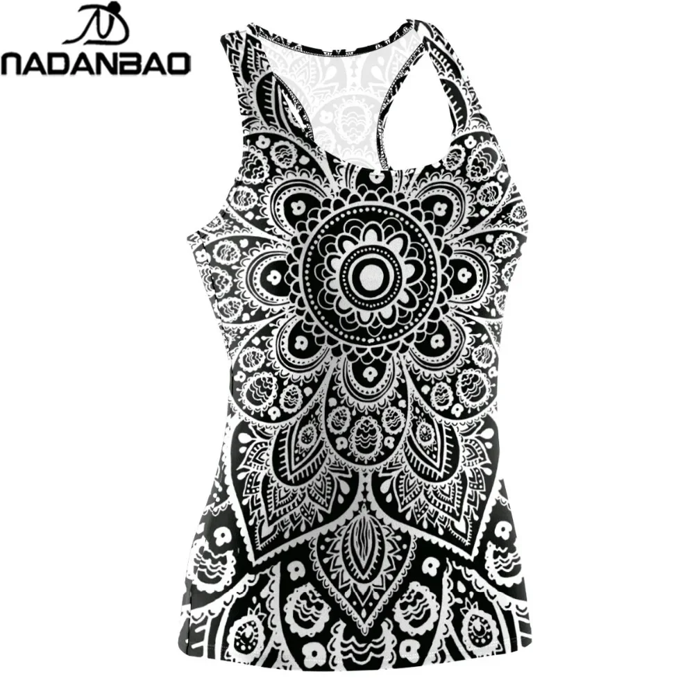 NADANBAO 2024 druk cyfrowy Mandala Tank topowy Tshirt aztecki okrągły Ombre z okrągłym dekoltem Top bez rękawów T shirt damski — zdjęcie 3