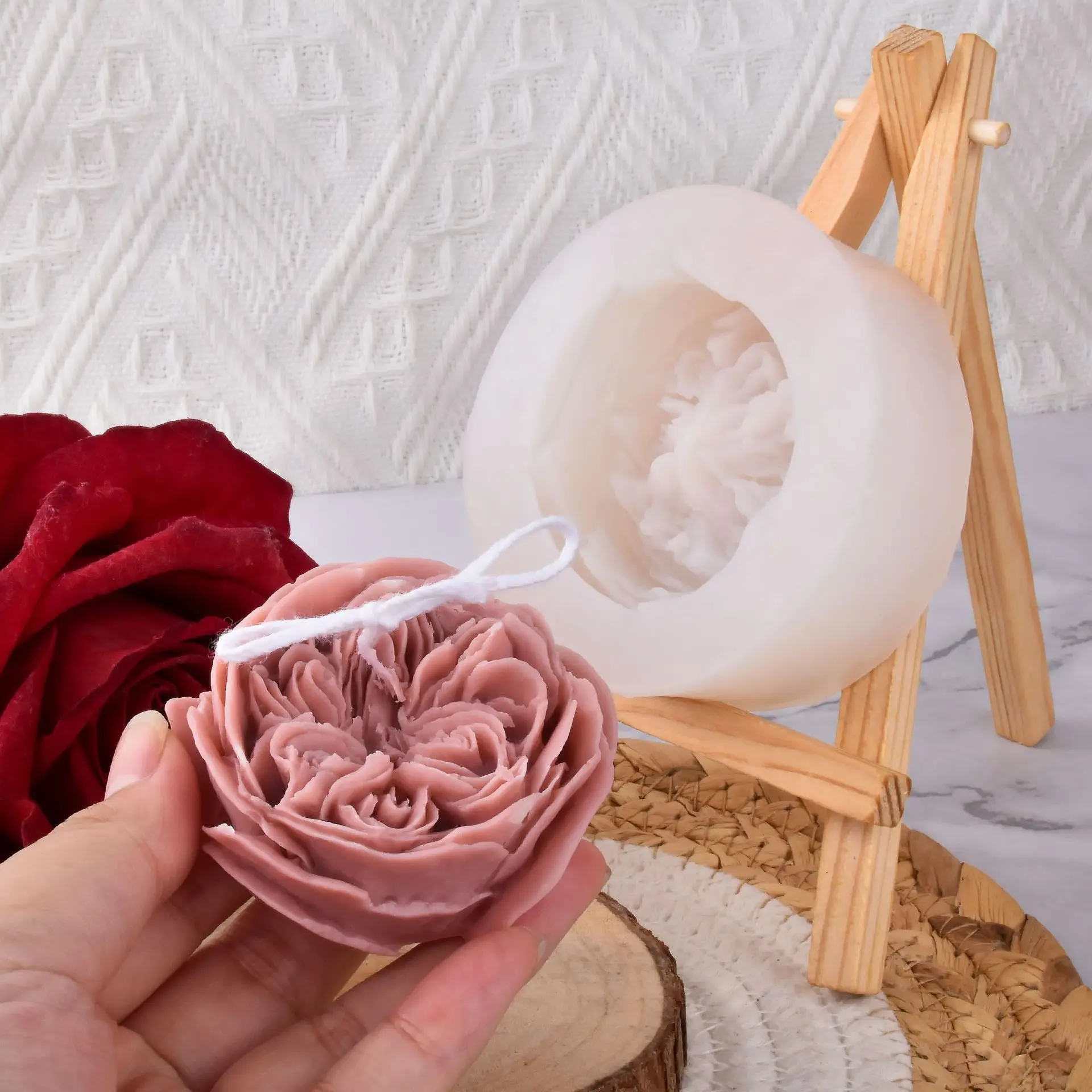 Unique Flowers Candle Silicone Mold for Handmade Desktop Decoration Gypsum Aromatherapy Soap Resin Candle Silicone Mould