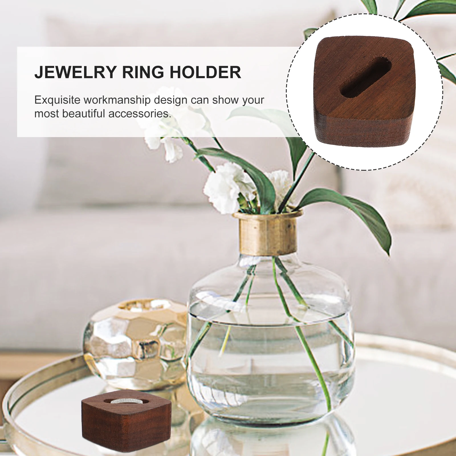 2 Pcs Display Wooden Jewelry Organizer Rack Shelf Lightweight Novelty Gift Ring Holder Ring Holder Stand Stand