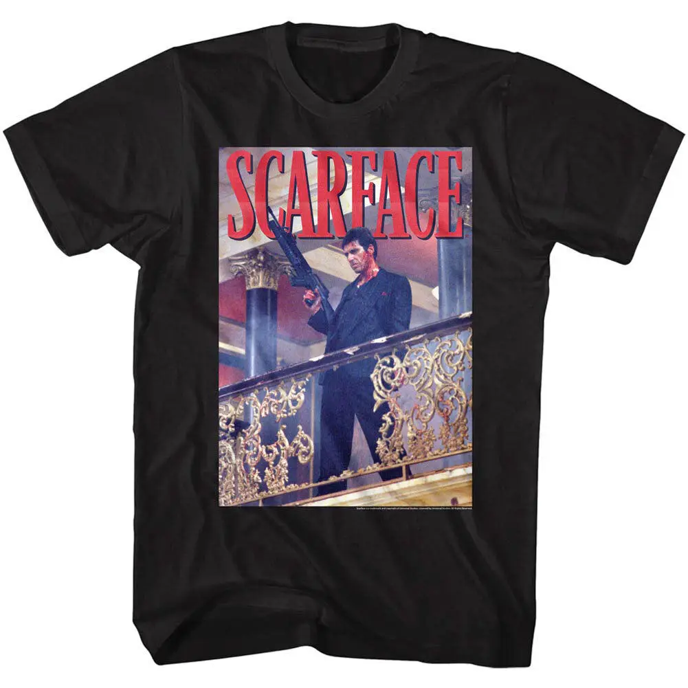 Scarface Tony Montana Balcony Railing Shot Men'S T Shirt Big Gun Pacino Gangster