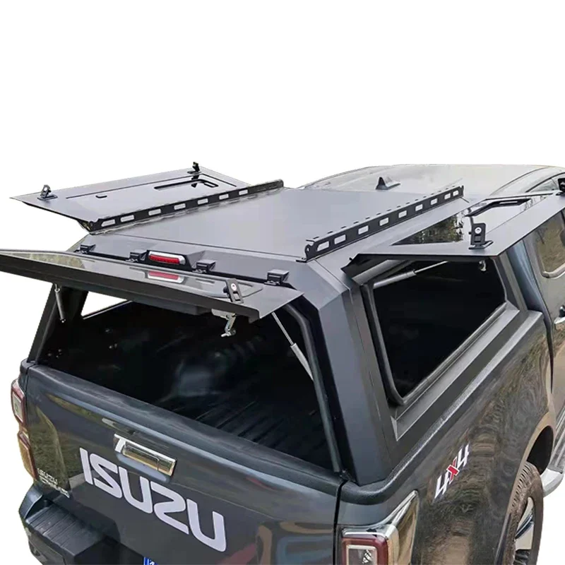 

High Quality Carbon Steel Black Pickup Truck Topper Camper Canopy Hardtop Canopy For ISUZU DMAX Hilux