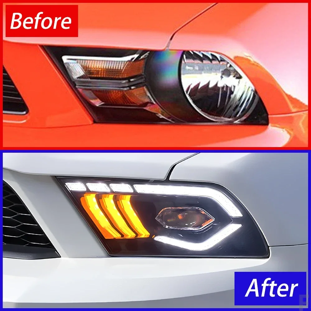 Upgrade Dynamic DRL Projector Lens Tool Car Accessories Car Front Lamps For Ford Mustang 2010-2014 LED Auto Headlights Assembly