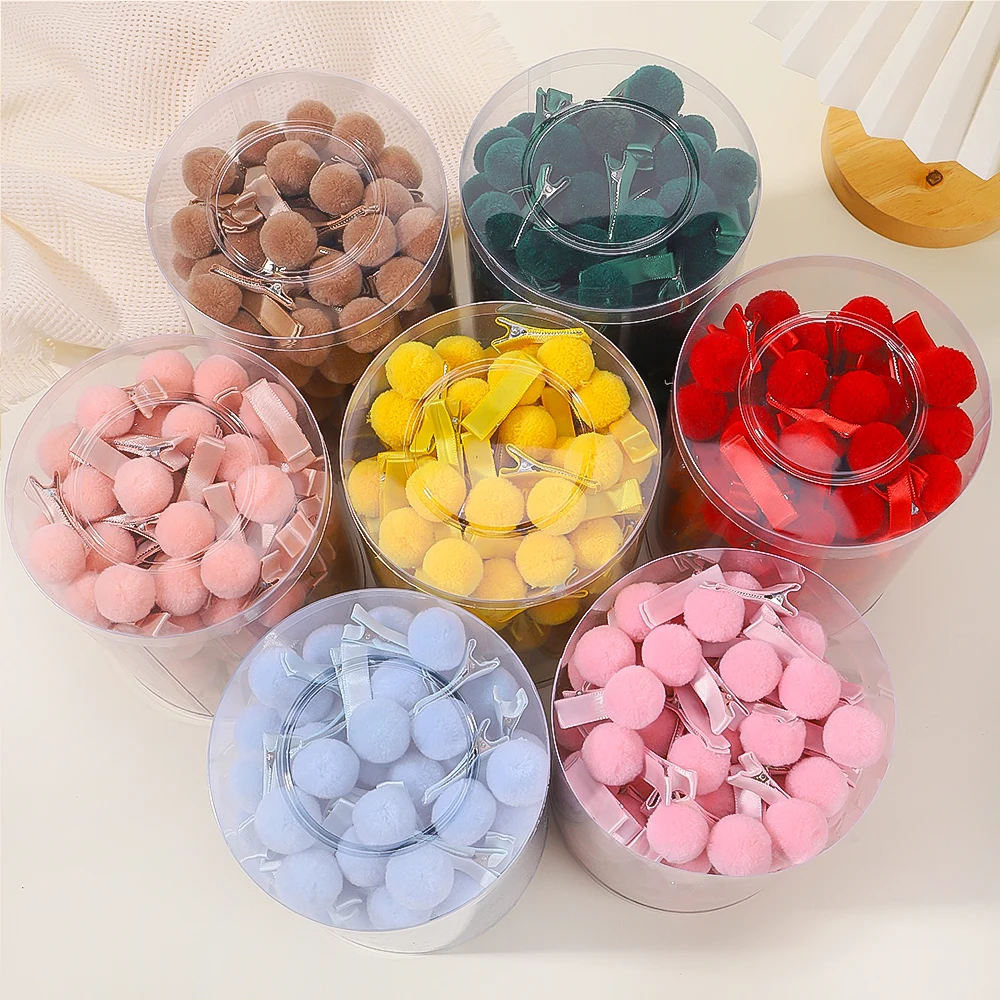 6Pcs/lot Solid Plush Hair Ball Hair Clips for Baby Girls Hairpins BB Hair Bangs Clip Headwear Kids Hair Accessories Ornaments