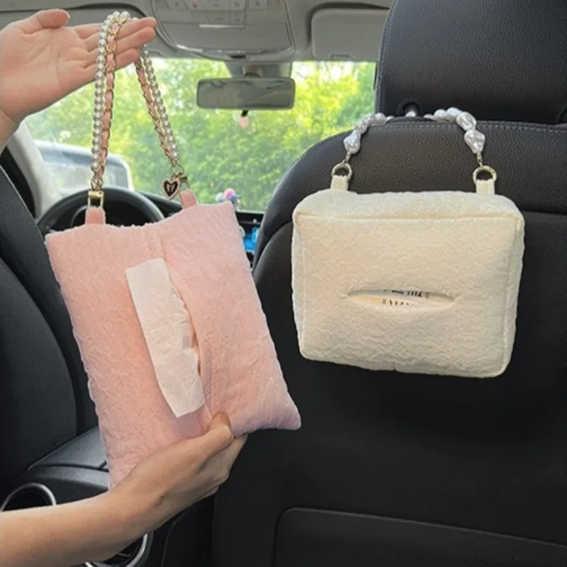 1 Stück Auto Tissue Box kreative Perle Seer sucker Luxus Auto hängen Sitz zurück Tissue Box kreative Auto Dekoration liefert