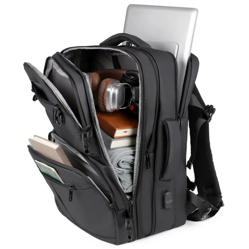 Expandable Travel Backpack Men 180° Open Business Laptop Backpack 15.6" Waterproof Dry Wet Separation USB Charging Rucksack view 4