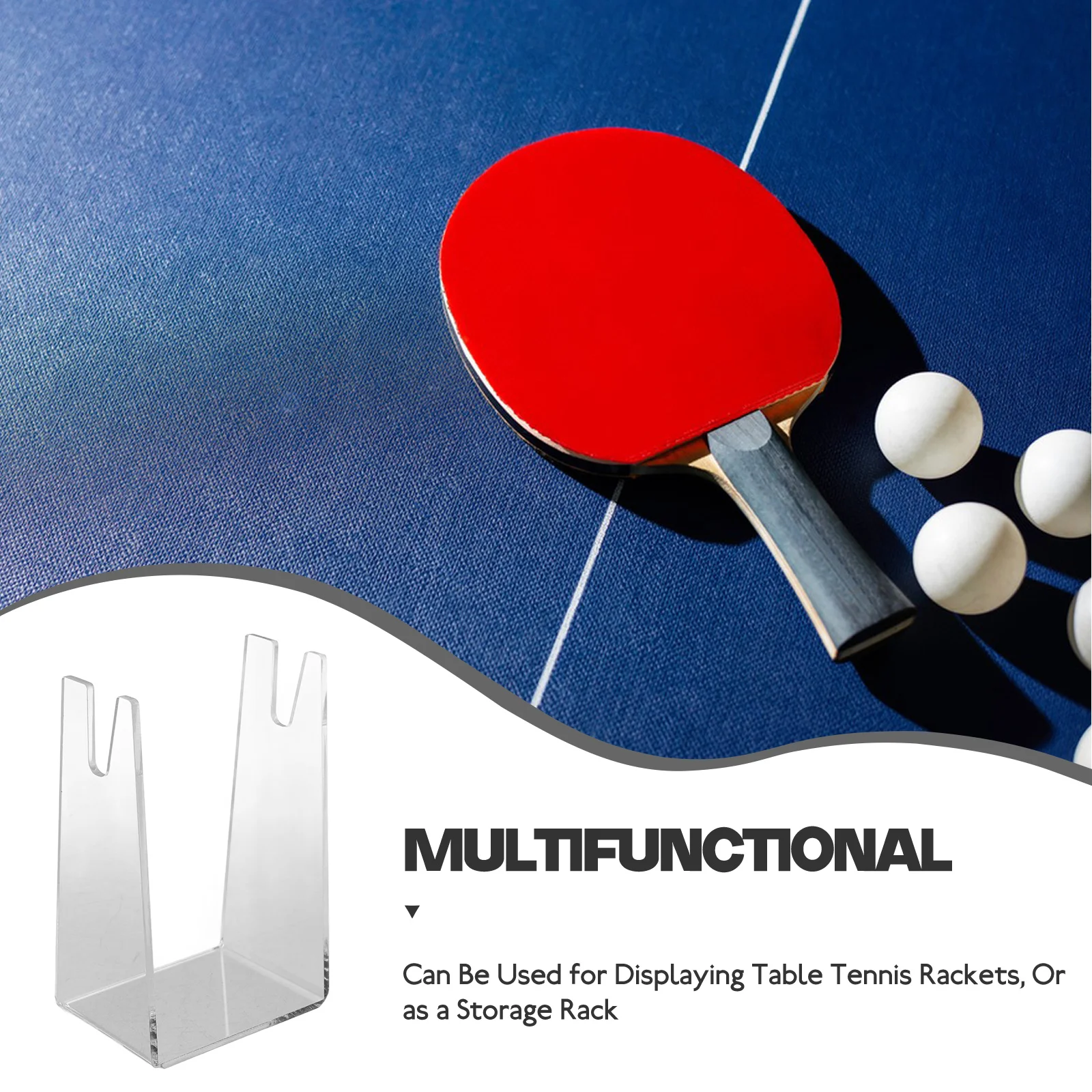 

Table Tennis Paddle Holder Acrylic Clear Stand For Display Bat Desktop Collection Rack Pingpong Accessory Small Size