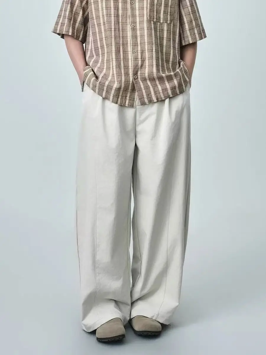 

Мужские брюки свободного кроя в японском стиле, повседневные, прямые, однотонные, рабочие, длинные, осенние, модные