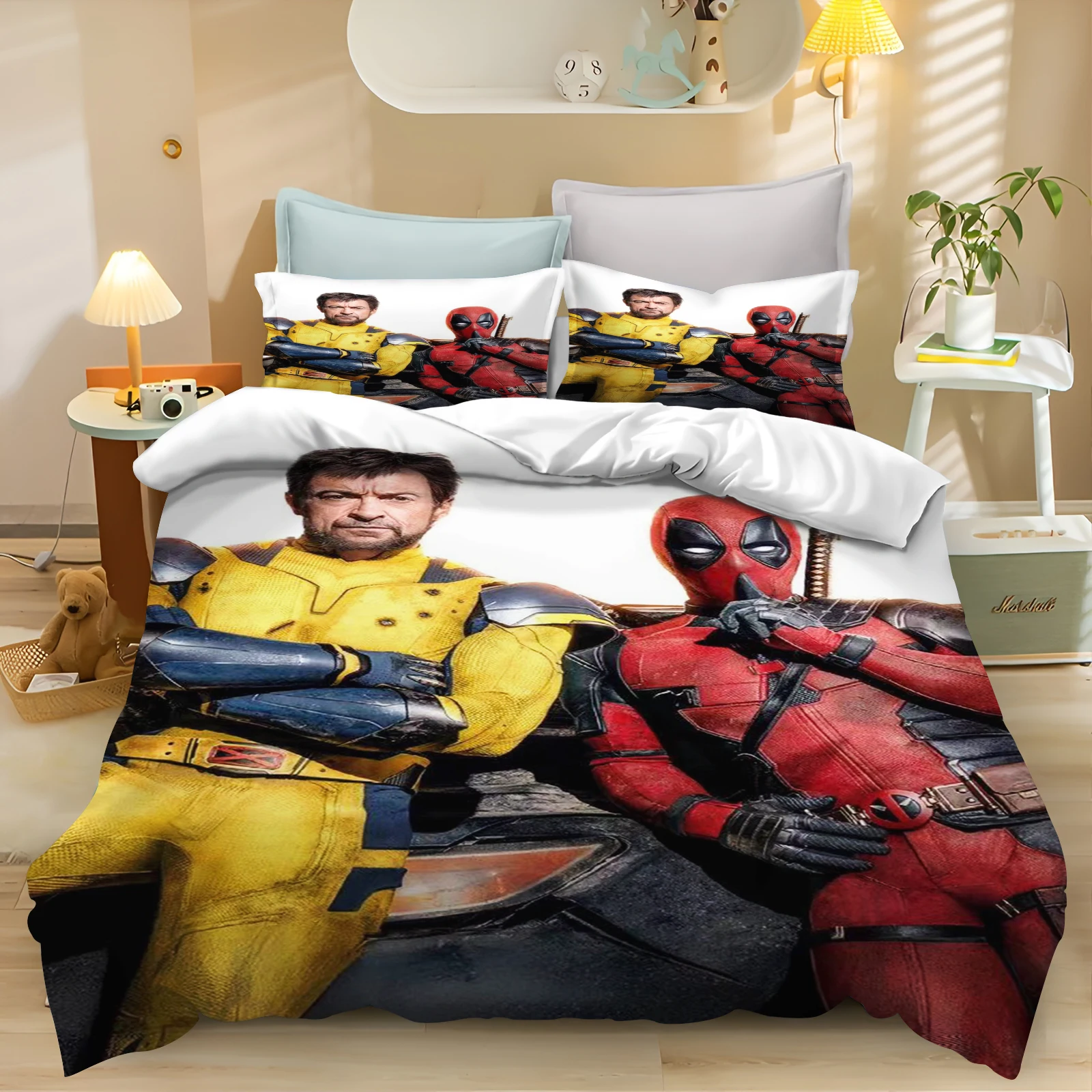 Deadpool printed 3D Wolverine Bedding Sets,Anime bed supplies set duvet cover bed comforter set bedding set