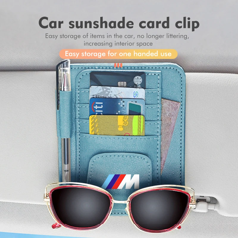 Car Sun Visor Sunglass Mutil-Pocket Document Storage Organizer For BMW Performance X1 X3 X5 E39 E46 E90 F20 E60 F30 M3 M5