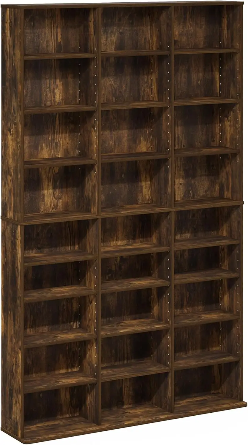 

Jaya 24-Shelf Multimedia Media Storage Tower Rack with Adjustable Shelves, Amber Pine