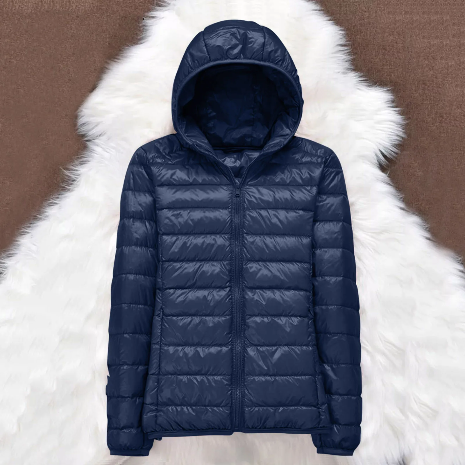 Jaqueta quente de mangas compridas feminina, capuz de pato branco, parka portátil ultrafina, outwear feminino, outono, inverno