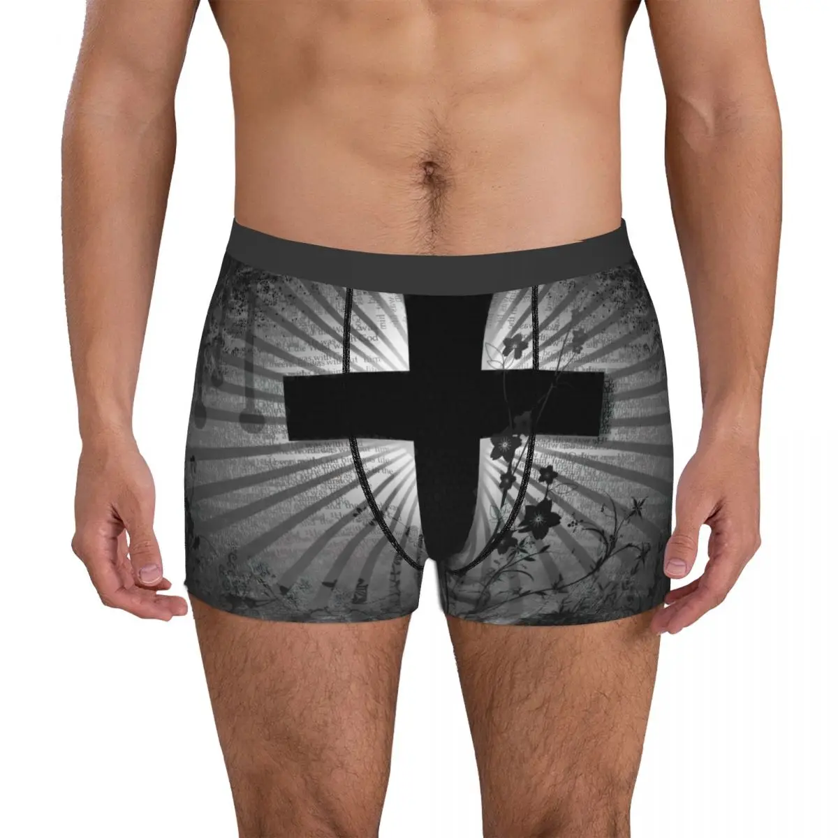 

Gothic Cross Men's Boxer Briefs Shorts Men Underpants Cartoon Anime Funny Men's Panties Soft Underwear For Men