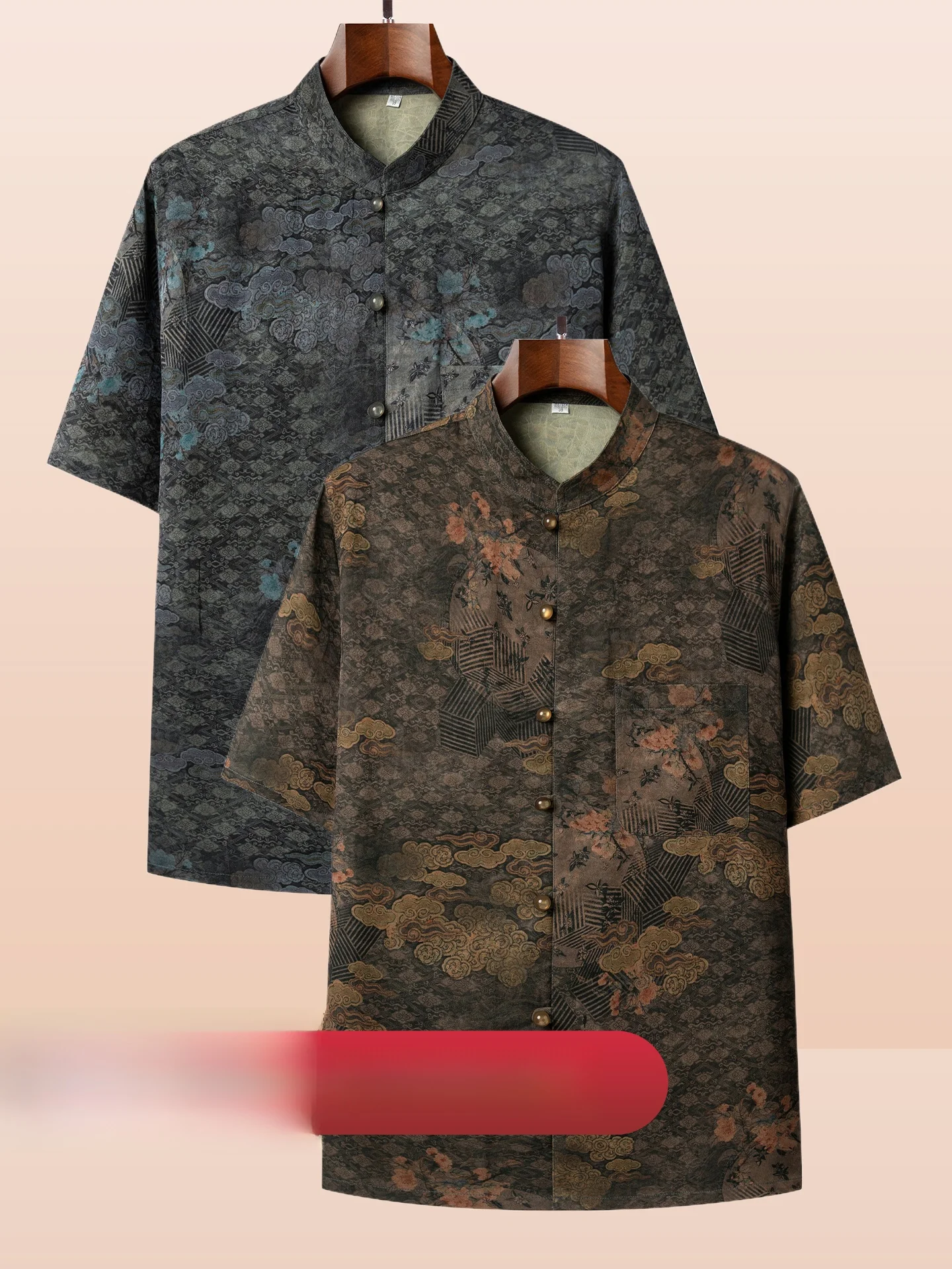 

Summer ort Sve Loose irt Printed Retro Tang Costume andpa Sle Busin Casual Loose Top for Middle-Aged And ly