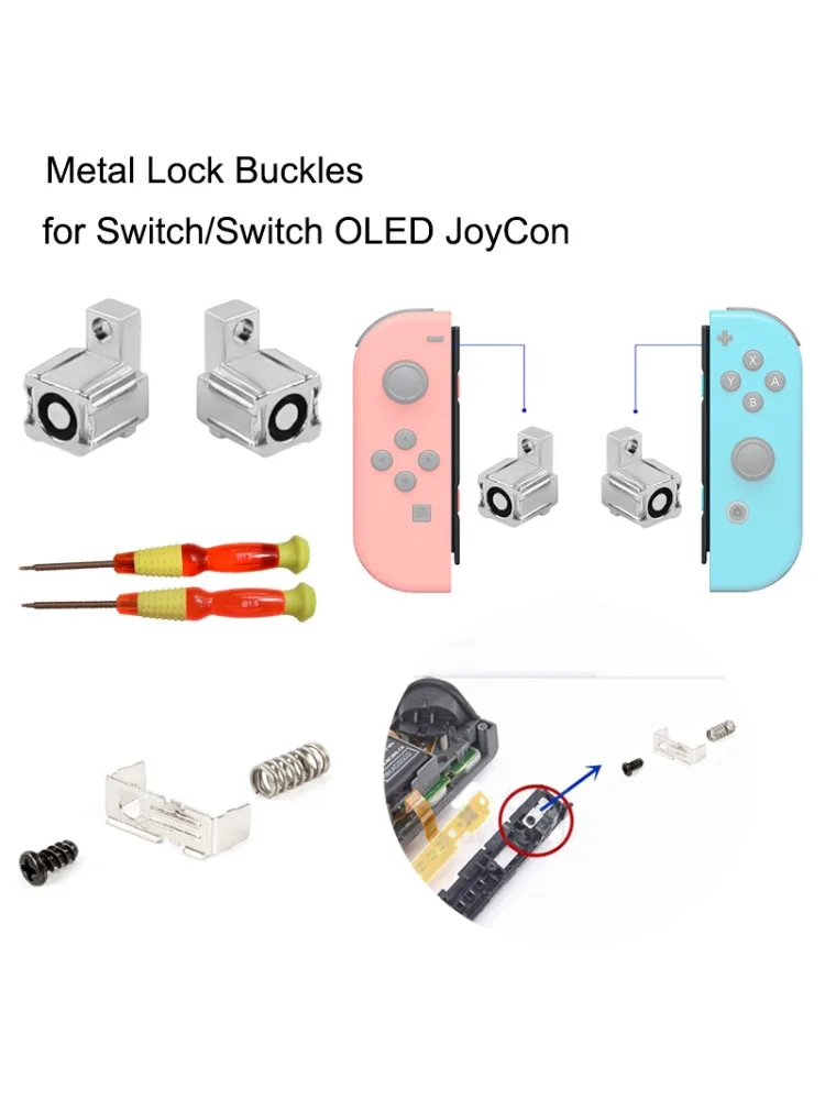 Boucles de verrouillage métalliques pour Switch OLED / Switch Joycon, pièces de rechange pour Joycon gauche et droit, pièces de réparation pour kit d'outils