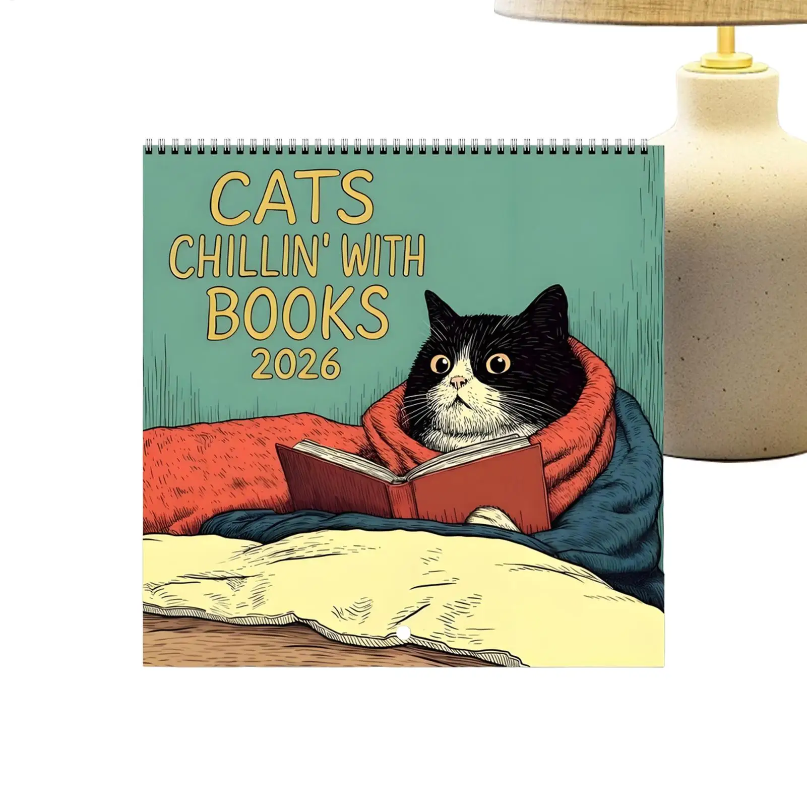تقويم الحائط 2026 12 شهرًا تصميم القطط القابل للتعليق جدول الأسرة مخطط منظم التقويم لغرفة النوم ديكور المنزل والمكتب