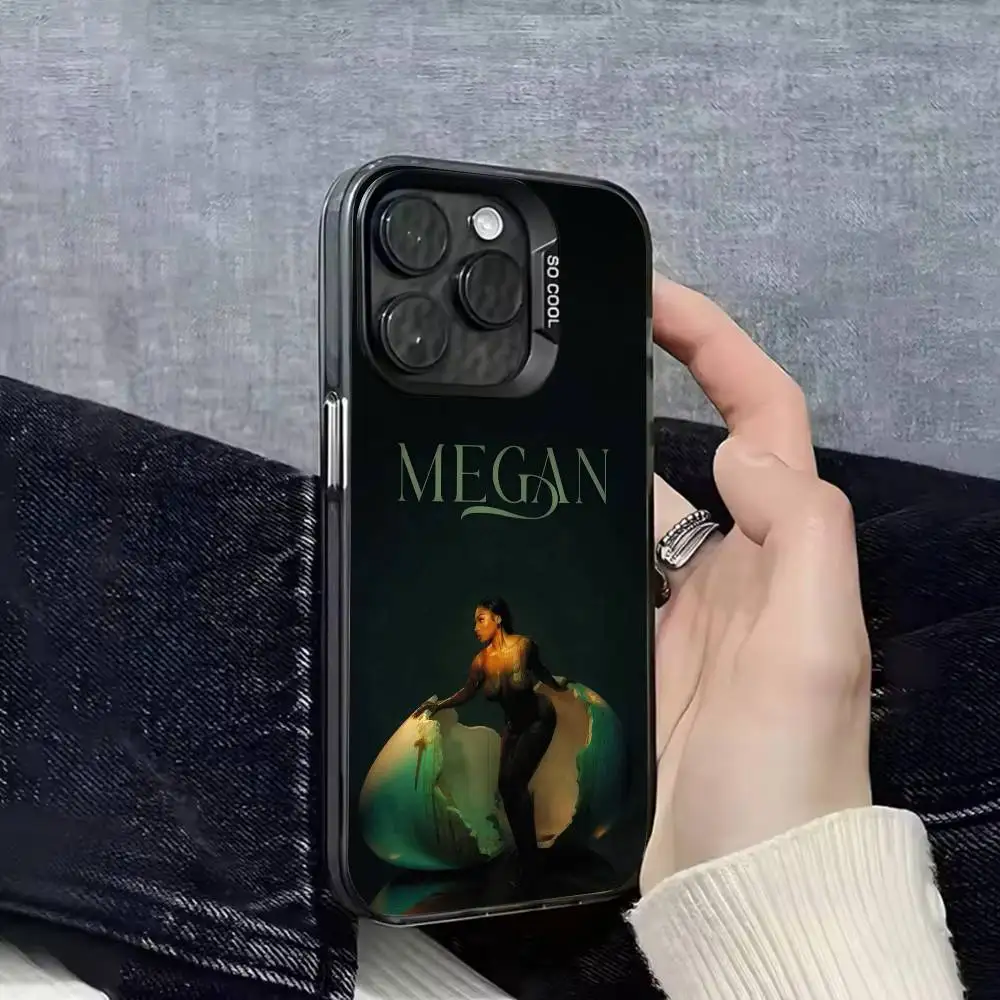 حافظة هاتف لهاتف آيفون 17,16,15,14,13,12,11,Pro,Max,Plus,E,SE4,Air,Mini Black IMD M-Megan Thee Stallion Cross Cover