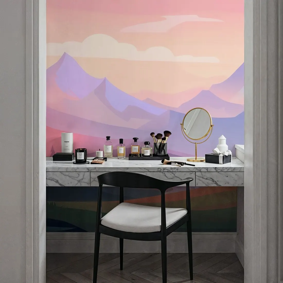 Custom Pink Mountains Wallpaper for Walls Made to Measure Large Wall Mural