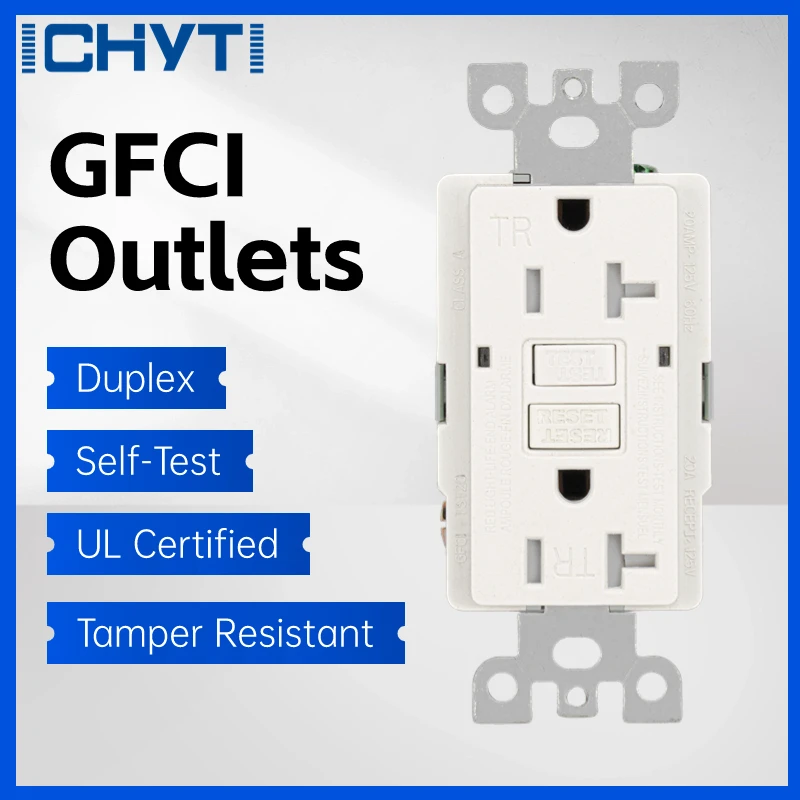 3Grace GFCI Outlet Tester Circuit Breaker 15/20A 125V Tamper-Resistant Weather Resistant UL Certified Wall Socket With LED Light