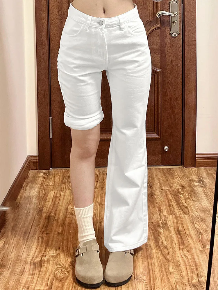 

Loose Women's Bell Bottom Jeans High Waist Cotton Blend Denim Straight Leg Casual Trousers for Pear Shaped Body Spring Summer...