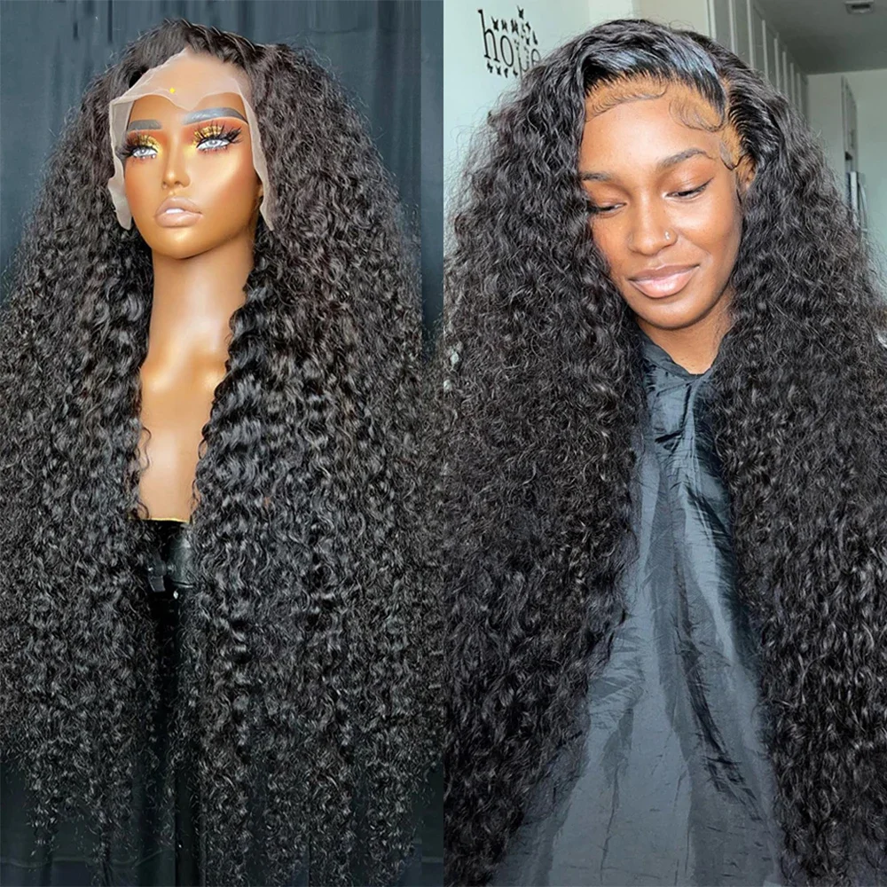 30 40 Inch Deep Wave 250% 13x4 Lace Frontal Wig Transparent 13x6 Transparent Lace Front Human Hair Wigs Curly For Women