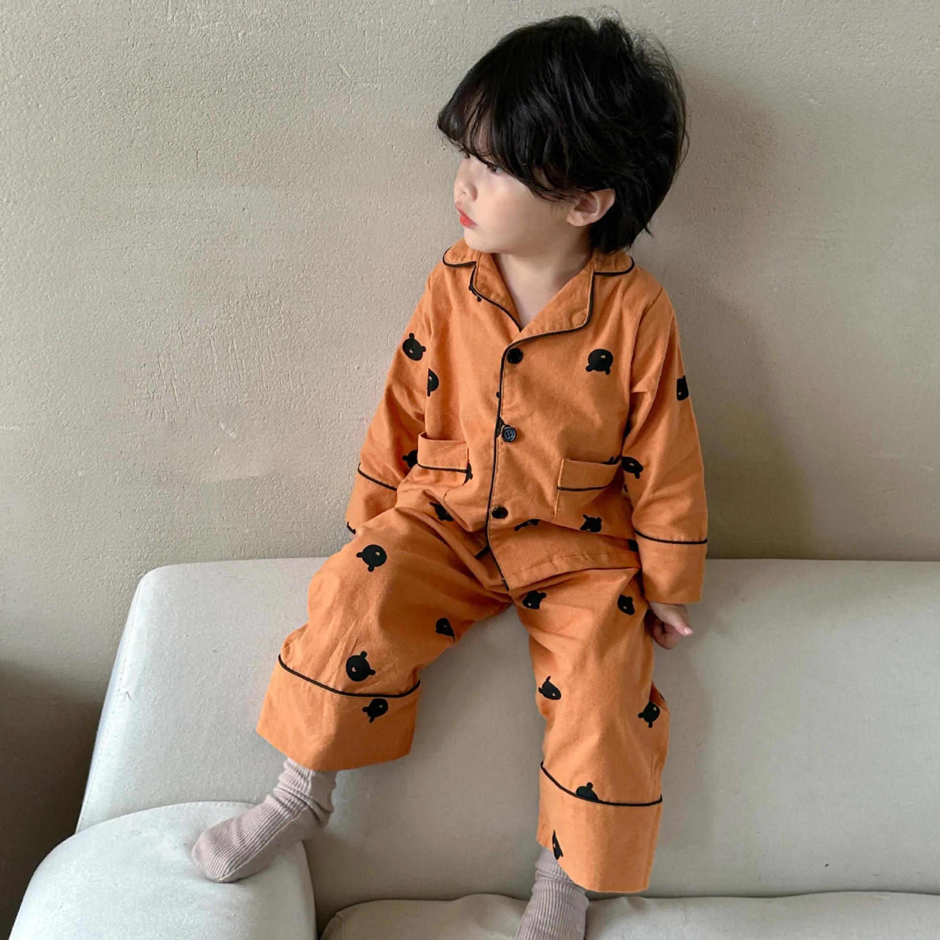 Cartoon Bear Kids Pajama Sets Children\'s Clothing Cotton Pajama Set for Boys Girls Spring Autumn Home Clothing Two-piece Set