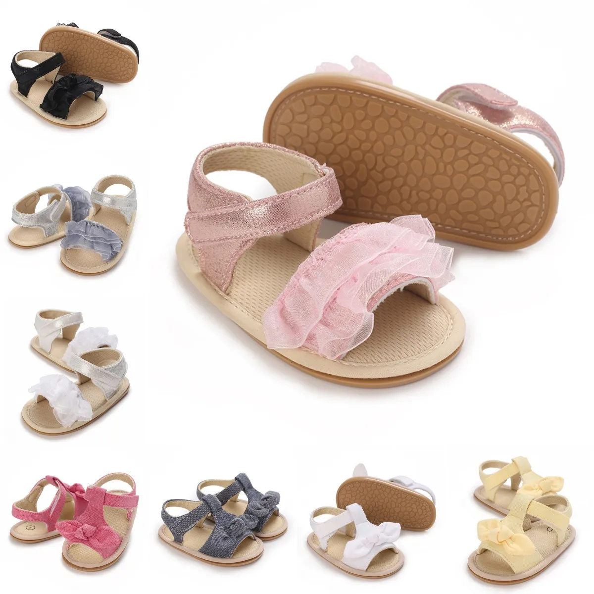 New 0-18 Months Baby Girls Ventilate Non Slip Rubbe Sandals, Lightweight Non-Slip Comfy Walking Shoes For Newborn Infant, Summer