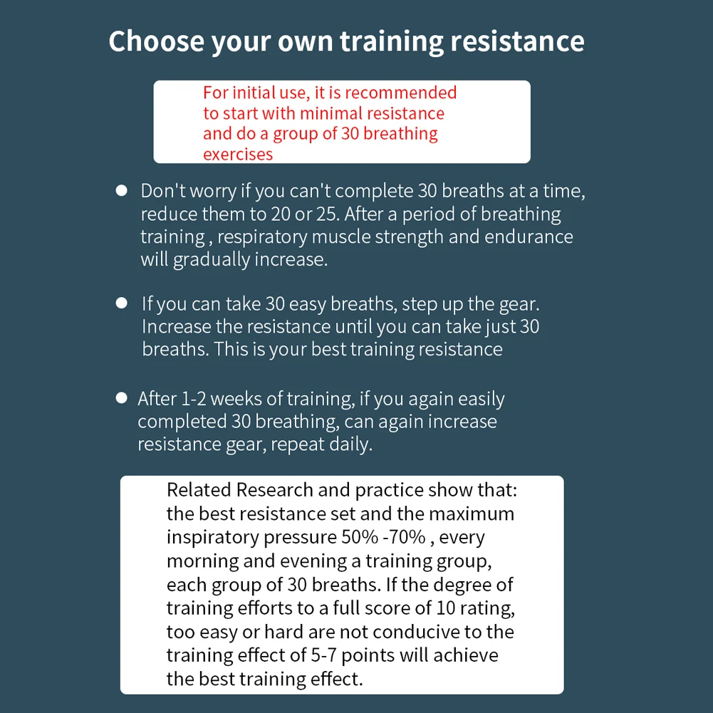 Breathing Trainer Inhale Respiratory Trainer Adjustable Lung Exercise Device Breathe Training Equipment for Cycling Running