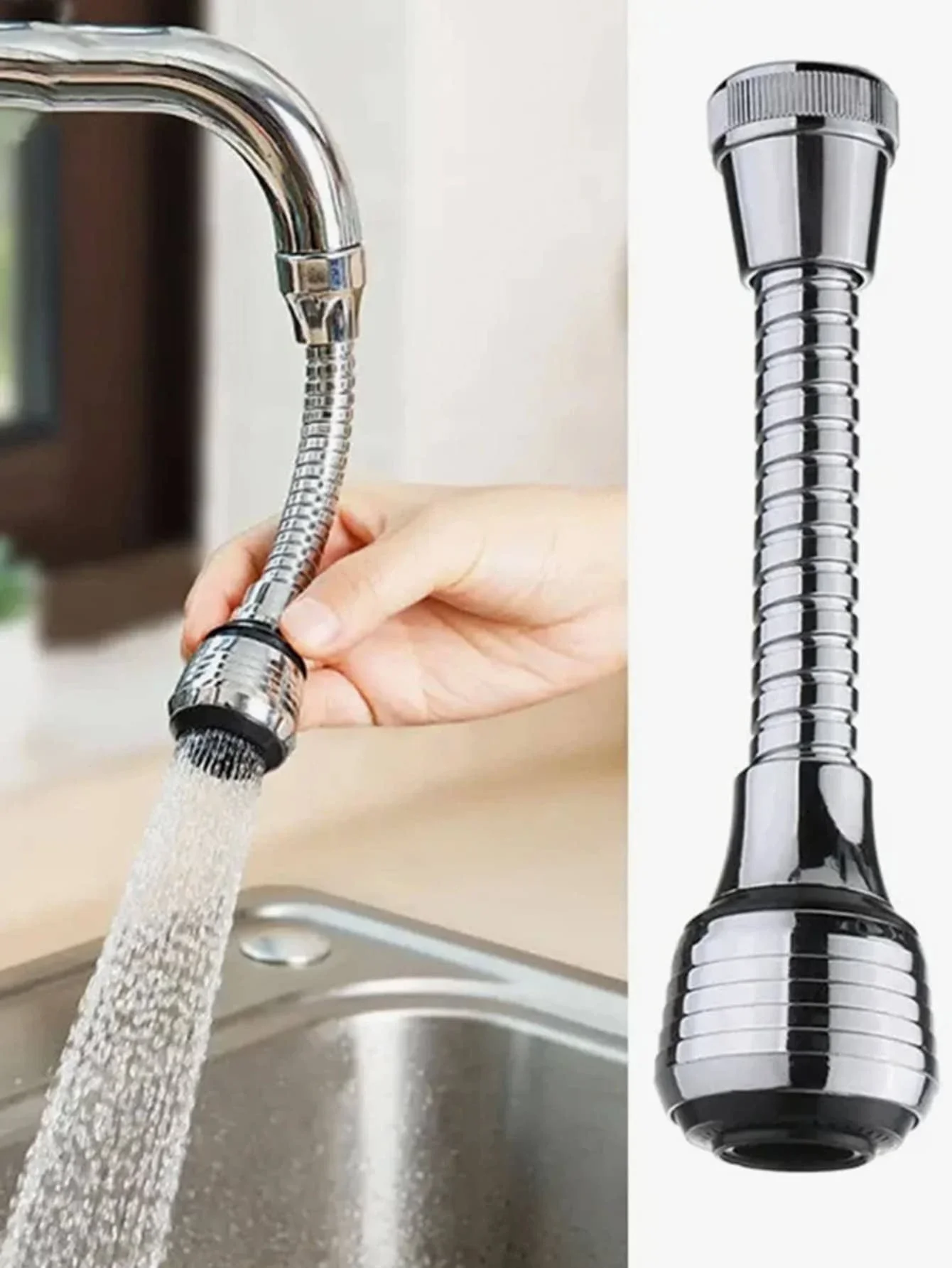 Kitchen Creative 360° Rotatable Faucet Extender With 2 Modes-Longer, Spin, Splash-Proof Nozzle For Upgraded Kitchen Water Saving,Kitchen Supplies Kitchen Essentials