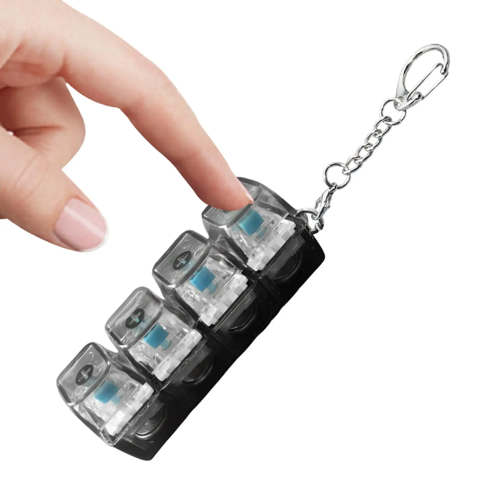 

LED Keyboard Keychain Fidget Toys Crystal Clicker Sensory Toy for Stress Relief Keyboard Keychain Fidget Gadget for Adults Kids