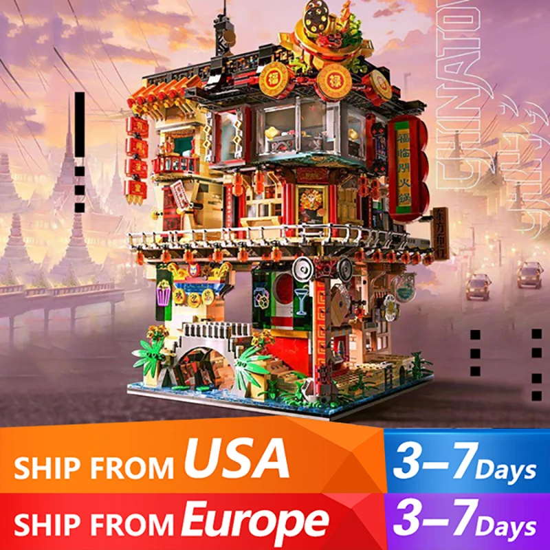 4653PCS Creative Expert Chinatown Bangkok Building Blocks Set City Street View Architecture Model Bricks Toys Xmas Gifts For Kid