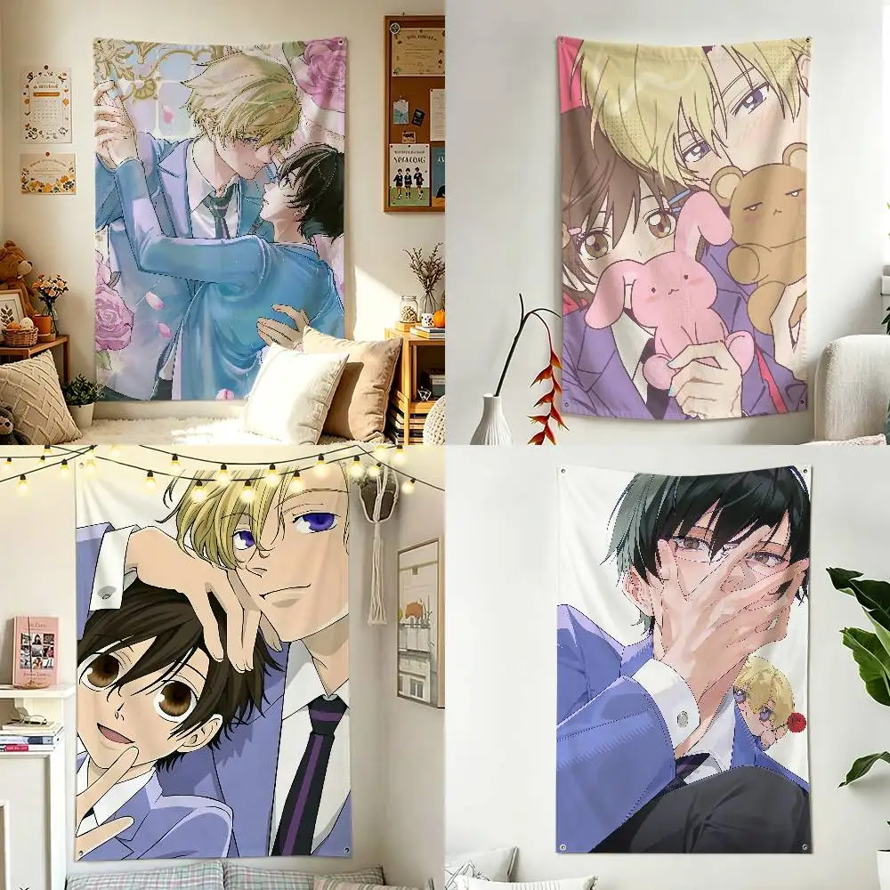 Ohshc O-Ouran High School H-Host Club Vertical Flag Tapestry Wall Hanging Indoor Outdoor Home Decor