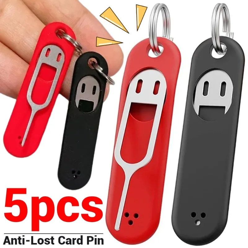 Anti-Lost Sim Card Eject Pin Needle with Storage Case Universal Mobile Phone Steel Ejector Pin SIM Card Tray Opener Keyring