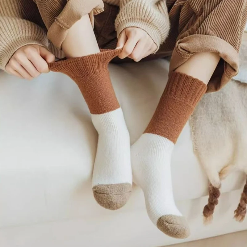 1/4 Paar dicke, warme Schlaufensocken für Damen im Herbst und Winter mit süßen, rutschfesten, antibakteriellen, einfachen Freizeitsocken